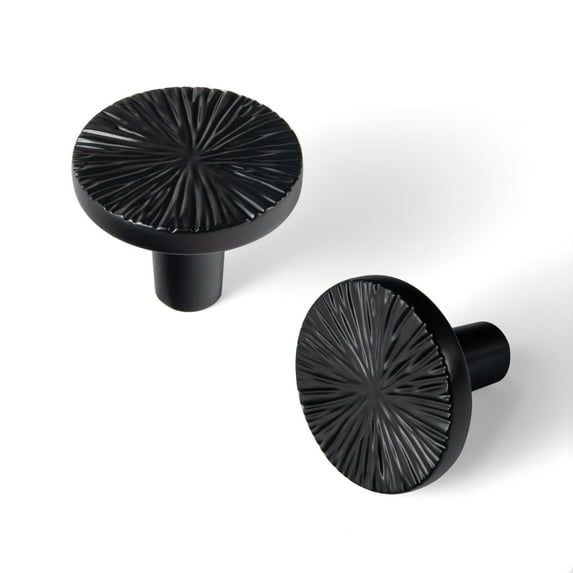 Goo-Ki 1.3''(33 mm) Dia Luxurious & Sturdy Zinc Alloy Cabinet Knobs,Matte Black Drawer Pulls Handles for Kitchen,Drawer,Cupboard & Wardrobe,6 Pack