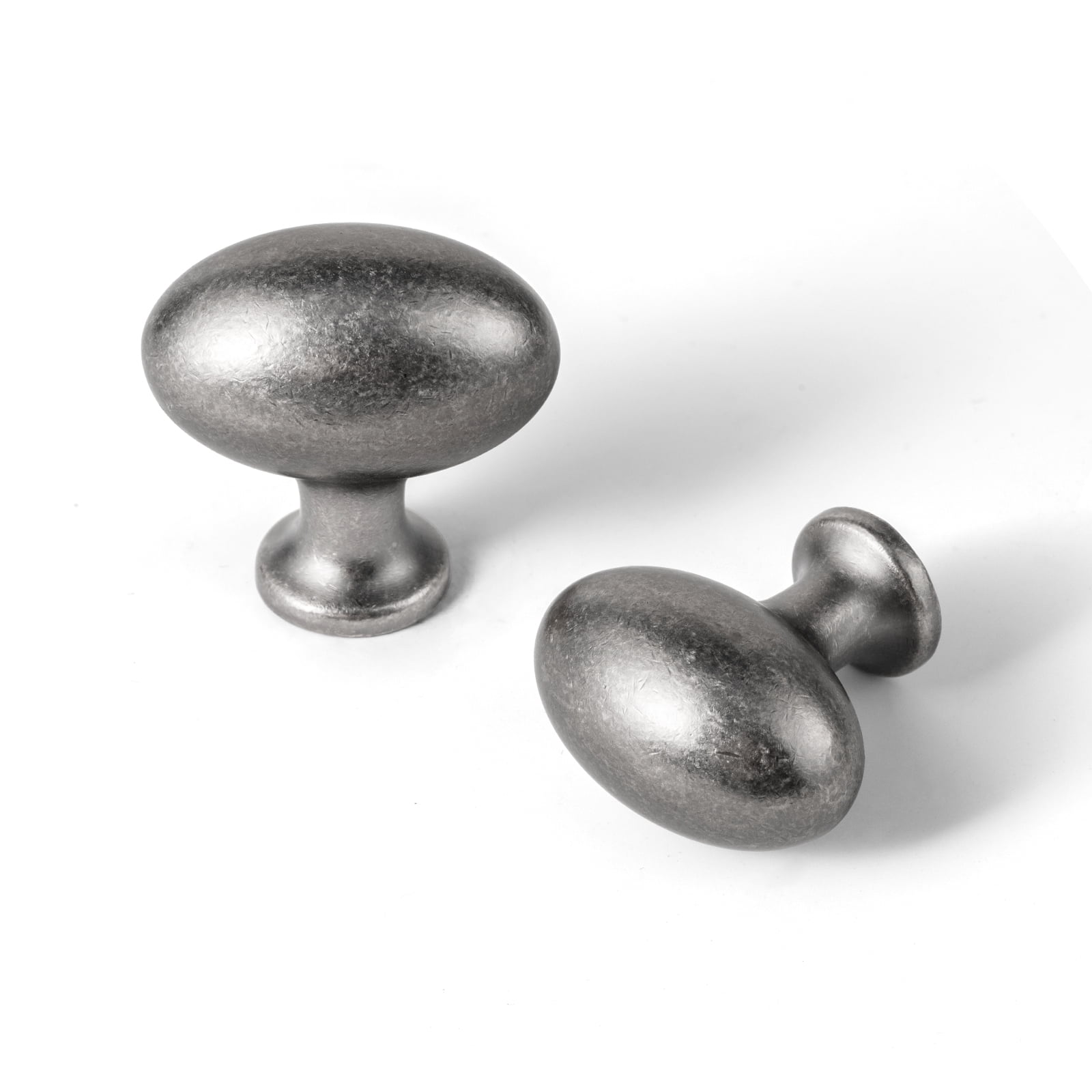 Goo-Ki 1.4 Inch (35 MM) Oval Antique Silver Drawer Knobs, Modern Zinc Alloy Cabinet Knobs for Dresser,Wardrobe & Cupboard, 6 Packed
