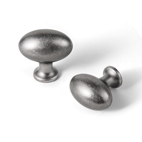 Goo-Ki 1.4 Inch (35 MM) Oval Antique Silver Drawer Knobs, Modern Zinc Alloy Cabinet Knobs for Dresser,Wardrobe & Cupboard, 6 Packed