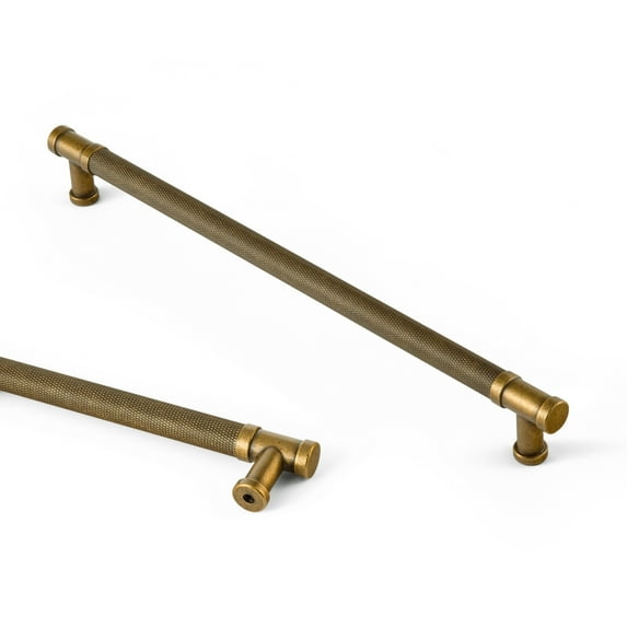 Goo-Ki 10"(256mm) Hole Center Knurled Antique Brass Kitchen Cabinet Handles, Closet Classic Zinc Alloy Cabinet Pulls Dresser Handles for Bedroom, 6 Pack