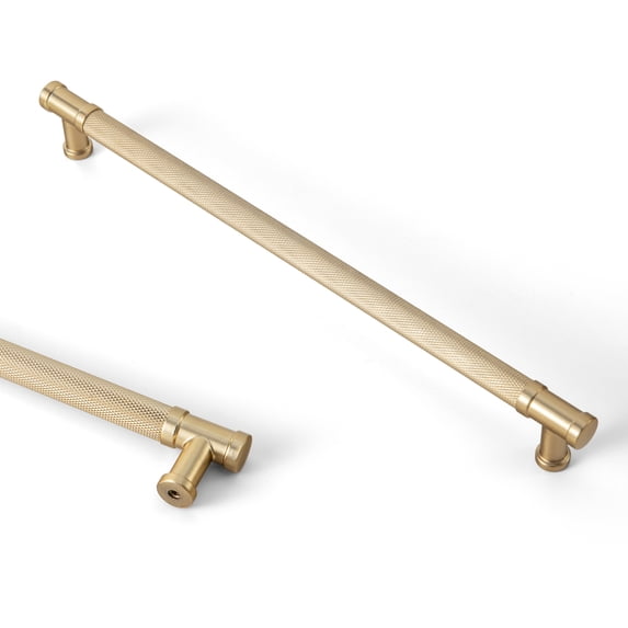 Goo-Ki 10"(256mm) Hole Center Knurled Champagne Bronze Kitchen Cabinet Handles, Closet Classic Zinc Alloy Cabinet Pulls Dresser Handles for Bedroom, 6 Pack