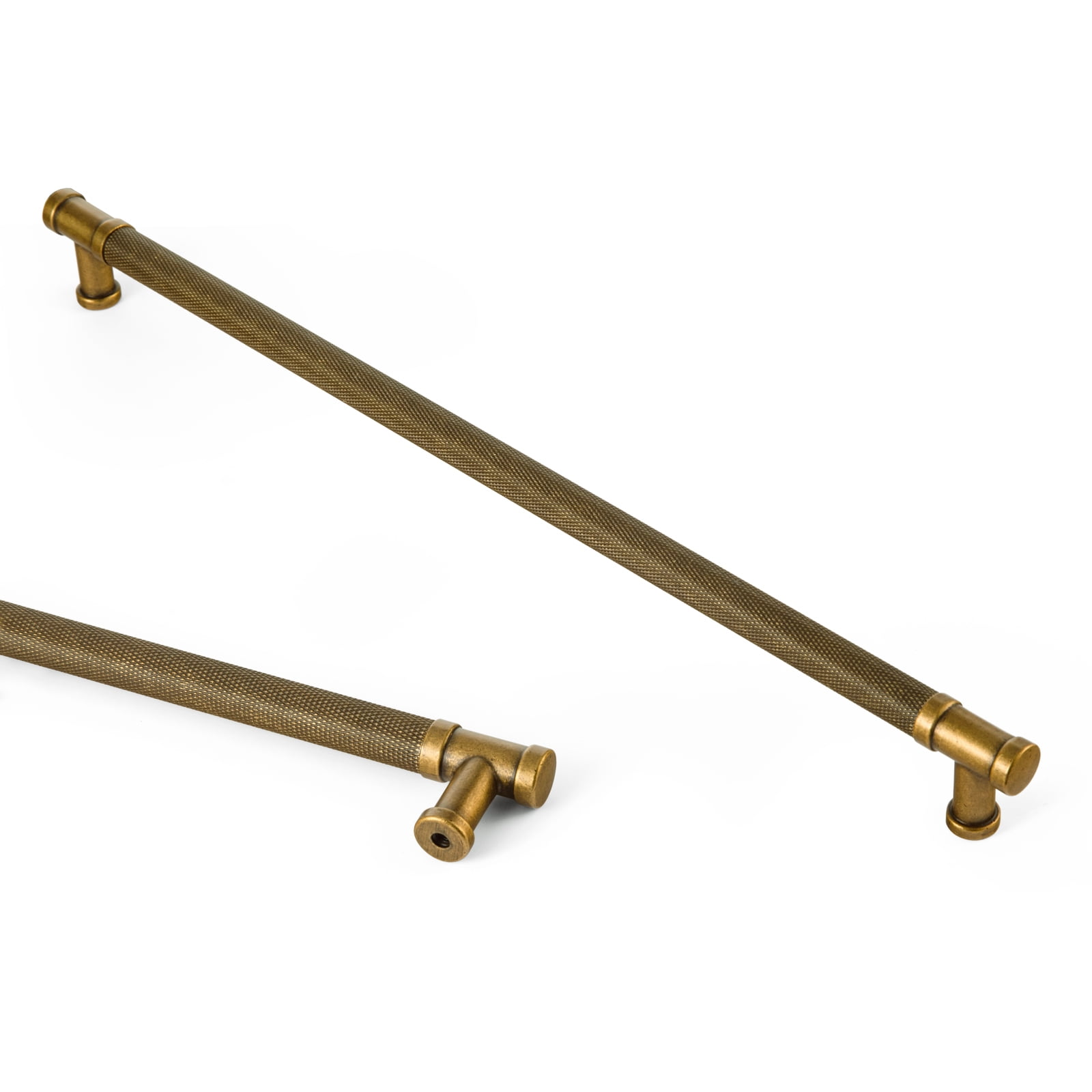 Goo-Ki 12.6"(320mm) Hole Center Knurled Antique Brass Kitchen Cabinet Handles, Closet Classic Zinc Alloy Cabinet Pulls Dresser Handles for Bedroom, 6 Pack