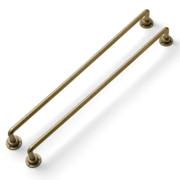 Goo-Ki 12.6'' Center to Center Antique Brass Cabinet Bar Pulls with Backplate, Vintage Classic Retro Drawer Handles Closet Home Kitchen Improvement Hardware，6 Pack