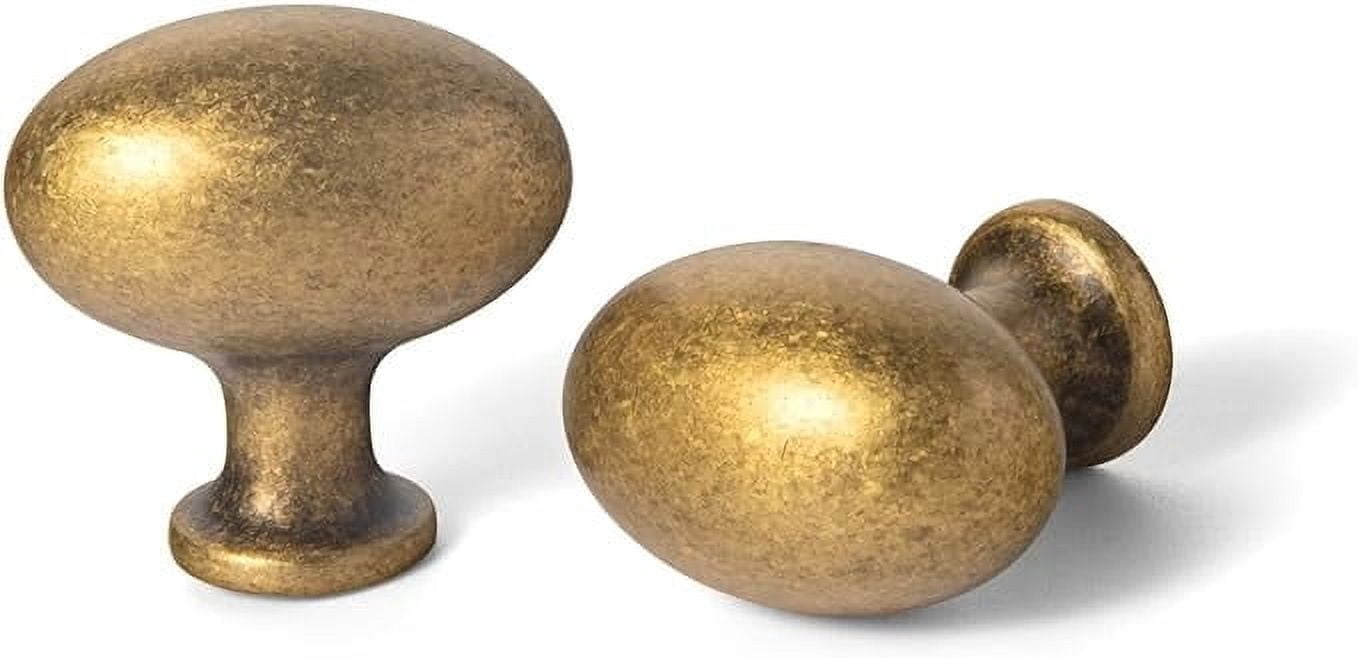 Goo-Ki 12 Pack 1.4Inch(36MM) Oval Antique Brass Cabinet Knobs, Zinc Alloy Modern Kitchen Knobs for Drawer, Dresser Cupboard Wardrobe