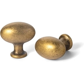 Goo-Ki 12 Pack 1.4Inch(36MM) Oval Antique Brass Cabinet Knobs, Zinc Alloy Modern Kitchen Knobs for Drawer, Dresser Cupboard Wardrobe