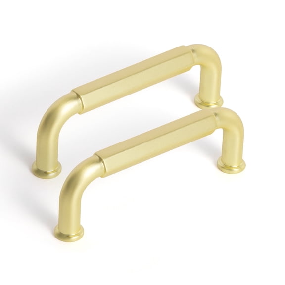 Goo-Ki 12 Pack 3''(76 mm) Hole Centers Zinc Alloy Cabinet Handles, Light Brushed Brass Cabinet Pulls for Kitchen,Drawer,Cupboard & Wardrobe