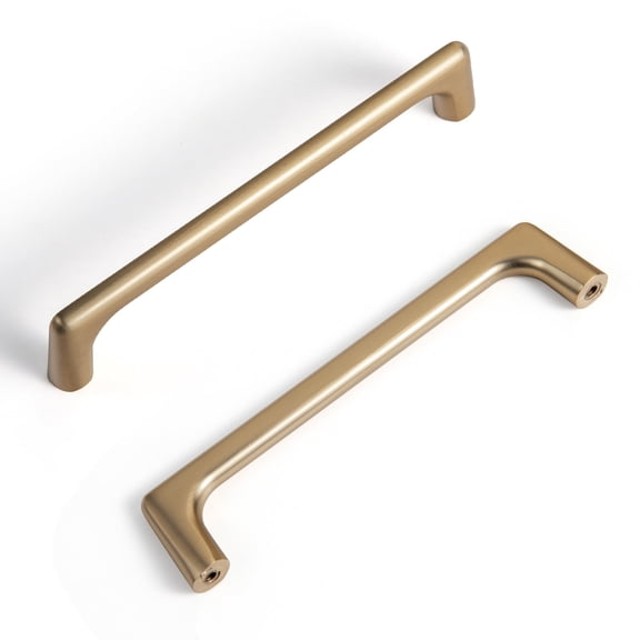 Goo-Ki 12 Pack 5''(128mm) Hole Center Champagne Bronze Cabinet Pulls, Zinc Alloy Minimalist Style Cabinet Handles for Drawer,Dresser,Cupboard Wardrobe Cabinet