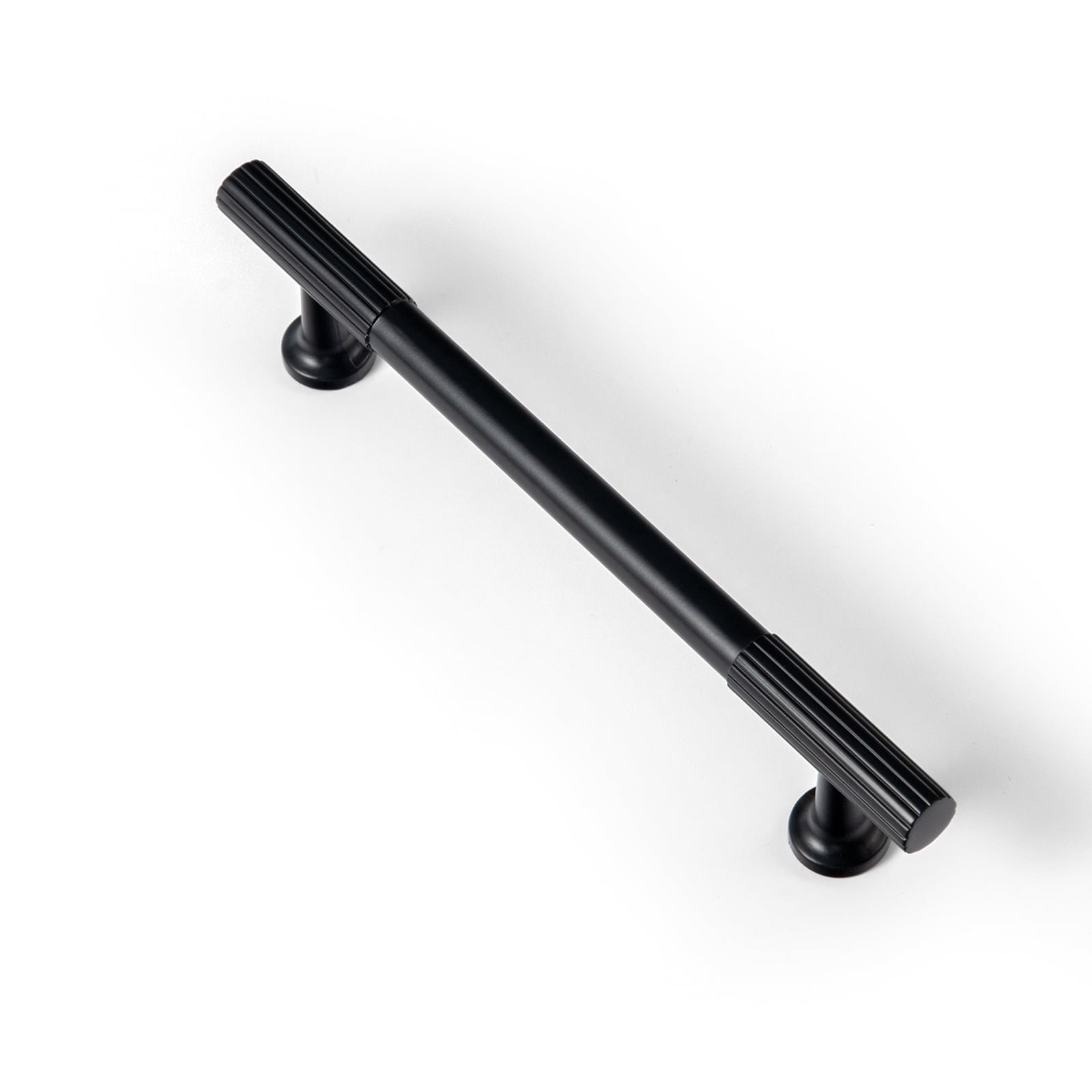 Goo-Ki 12 Pack 5''(128mm) Hole Center Elegant Black Zinc Alloy Cabinet Handles - Modern Striped Decorations Cabinet Pull Hardware for Bedroom, Kitchen