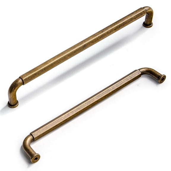 Goo-Ki 12 Pack 6.3''(160 mm) Hole Centers Zinc Alloy Cabinet Handles, Antique Brass Cabinet Pulls for Kitchen,Drawer,Cupboard & Wardrobe