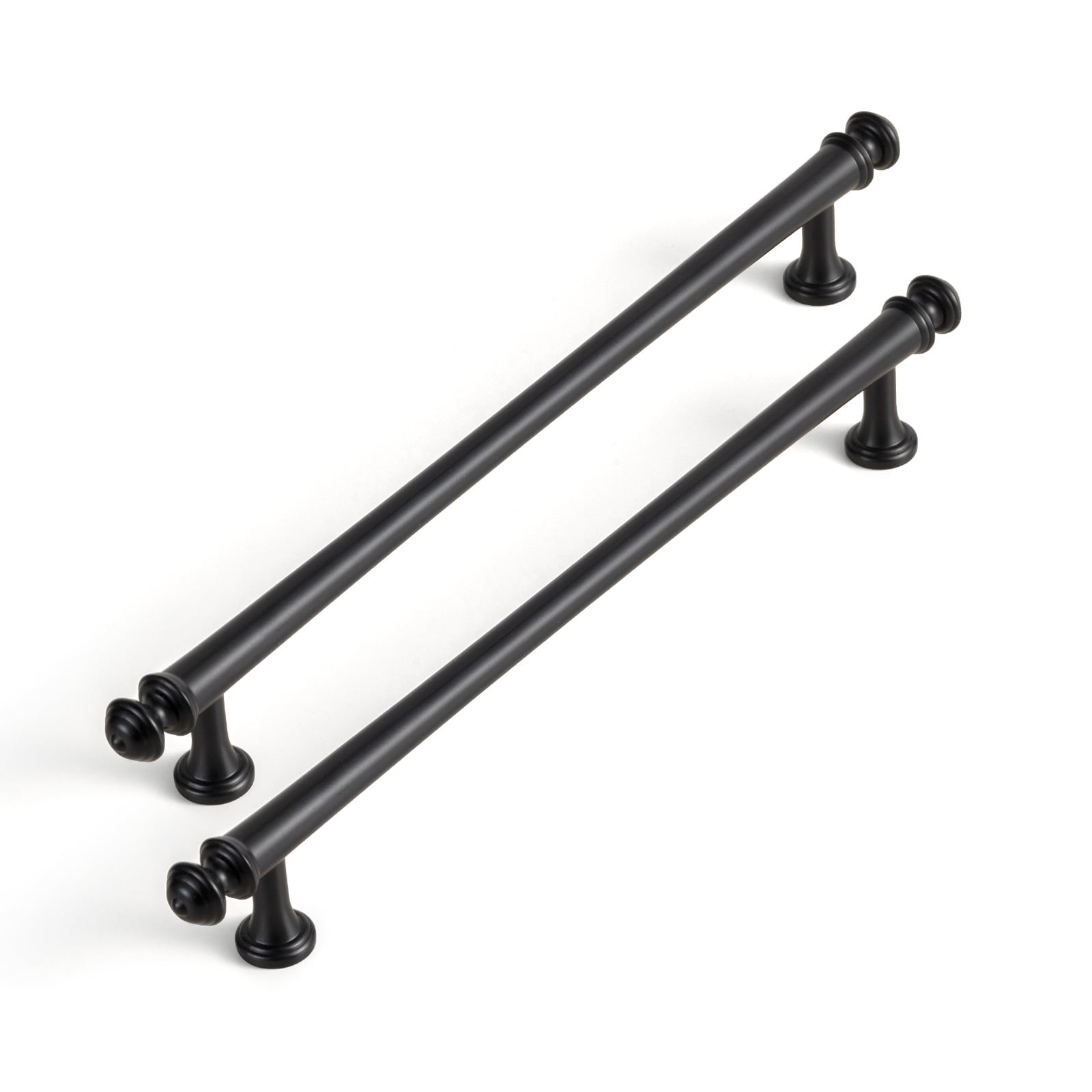 6-Pack 7.9” Aluminum Cabinet Handles – Matte Black, 7.5” Center, 2 Screw Sizes, Square Pulls