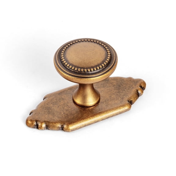 Goo-Ki 12 Pack Antique Brass Cabinet Knobs with Backplate for Drawer Cupboard, Single Hole/Screw Vintage Bronze Knob Pulls Handle Zinc Alloy Hardware (G024)