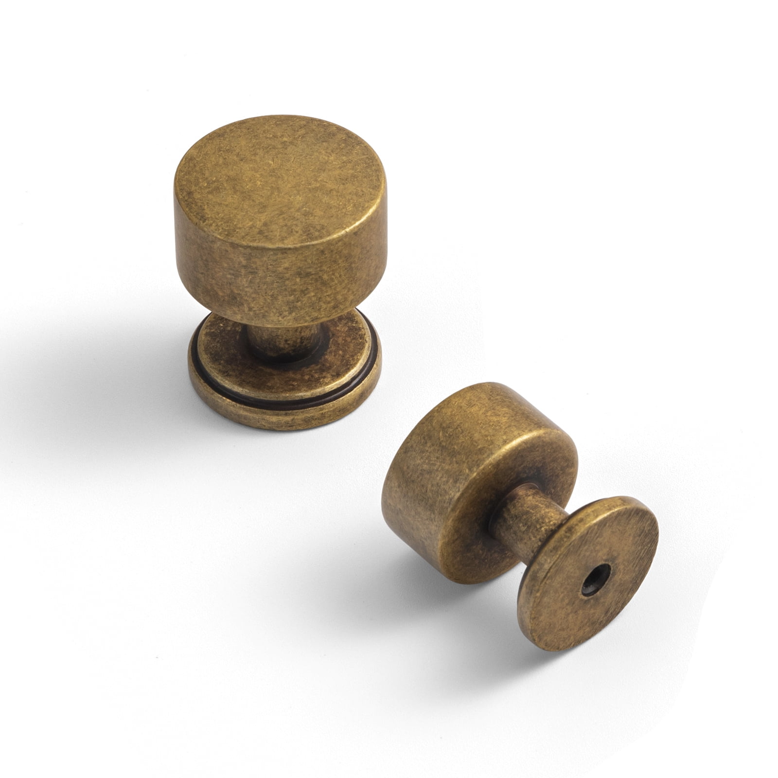 Goo-Ki 12 Pack Antique Brass Cabinet Knobs, Dresser Pulls for Kitchen, Vintage Drawer Hardware Handles for Bedroom, 1.08 Inches Diameter