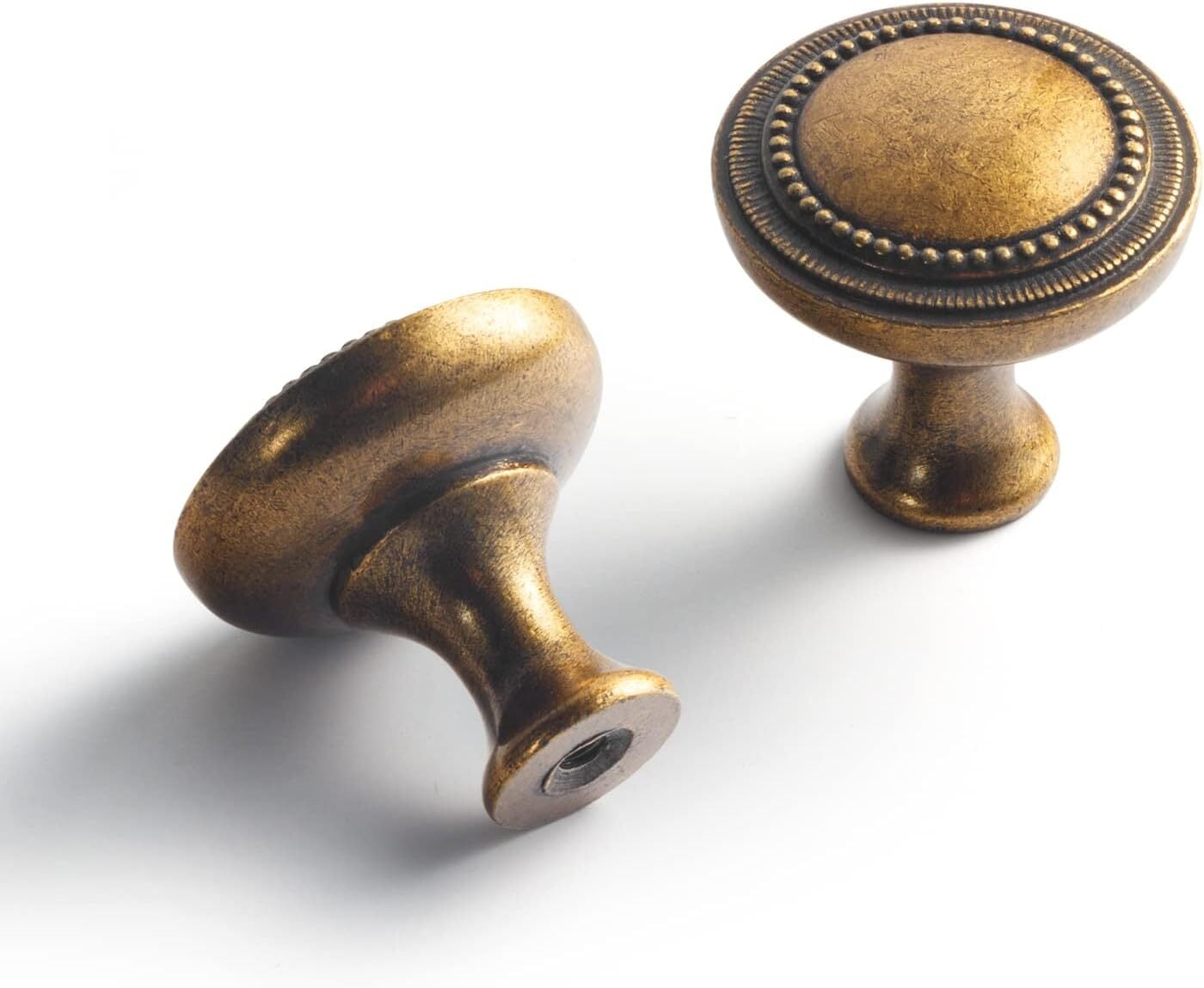 Goo-Ki 12 Pack Antique Brass Cabinet Knobs, Vintage Bronze Drawer Knobs, Solid Zinc Alloy Single Hole Cabinet Handles for Closet Wardrobe Dresser Cupboard