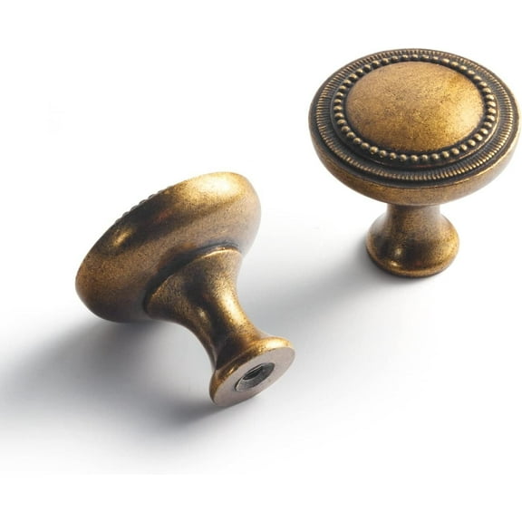Goo-Ki 12 Pack Antique Brass Cabinet Knobs, Vintage Bronze Drawer Knobs, Solid Zinc Alloy Single Hole Cabinet Handles for Closet Wardrobe Dresser Cupboard