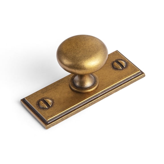 Goo-Ki 12 Pack Antique Brass Zinc Alloy Cabinet Knobs with Backplate, Single Hole Center Drawer Knobs Hardware for Dresser,Wardrobe & Cupboard