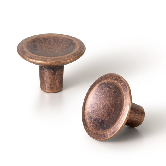 Goo-Ki 12 Pack Antique Copper Cabinet Drawer Knobs, Zinc Alloy Cabinet Handles 1''Diameter for Dresser,Wardrobe,Cupboard