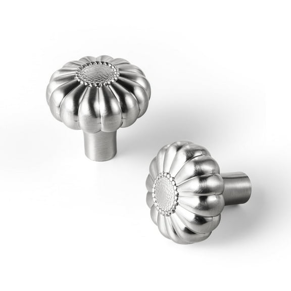 Goo-Ki 12 Pack Elegant Bloom Satin Nickel Cabinet Knobs, Drawer Pulls for Kitchen, Dresser Cabinet Hardware for Bedroom, 1-1/4 Inches Diameter Handles
