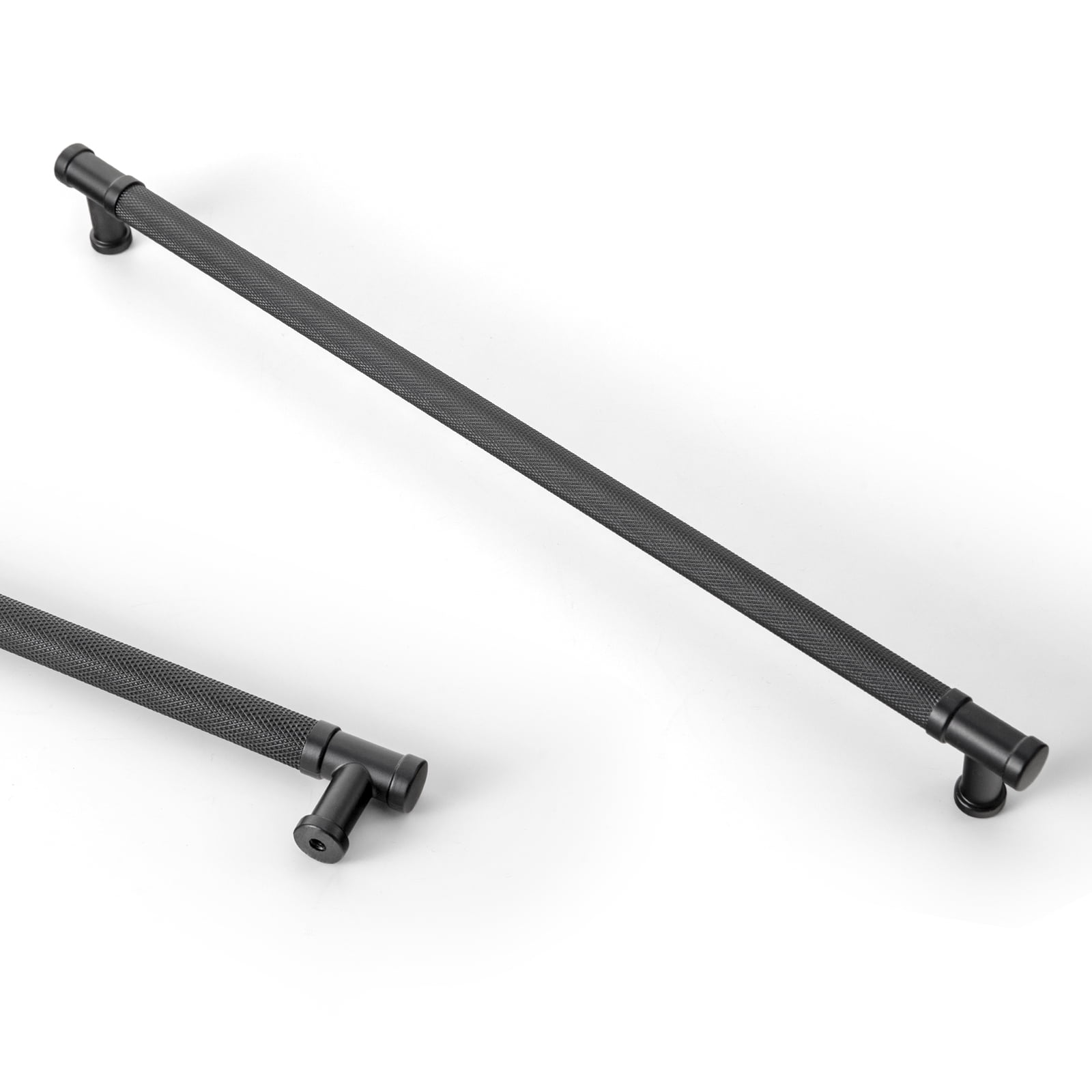 Goo-Ki 12 Pack Knurled Matte Black Zinc Alloy Kitchen Cabinet Handles, Closet Classic 12.6"(320mm) Hole Center Cabinet Pulls Dresser Handles for Bedroom