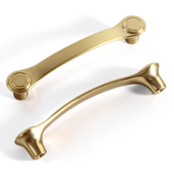 Goo-Ki 12 Pack Light Brushed Brass Cabinet Handles of 3.8''(96mm) Hole Center, Zinc Alloy Cabinet Pulls for Drawer,Dresser,Cupboard Wardrobe, (662)