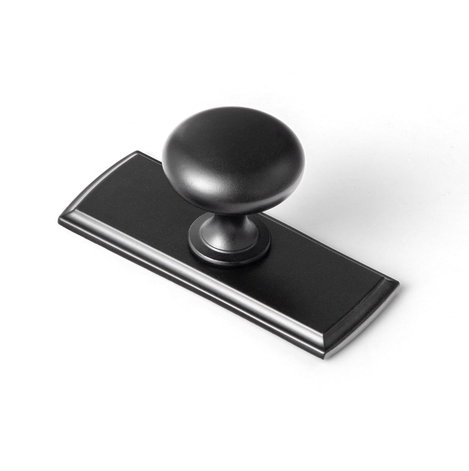 Goo-Ki 12 Pack Matte Black Cabinet Knobs with Backplate for Drawer Cupboard, Single Hole/Screw Drawer Knob Pulls Handle Zinc Alloy Hardware (8611-G011)
