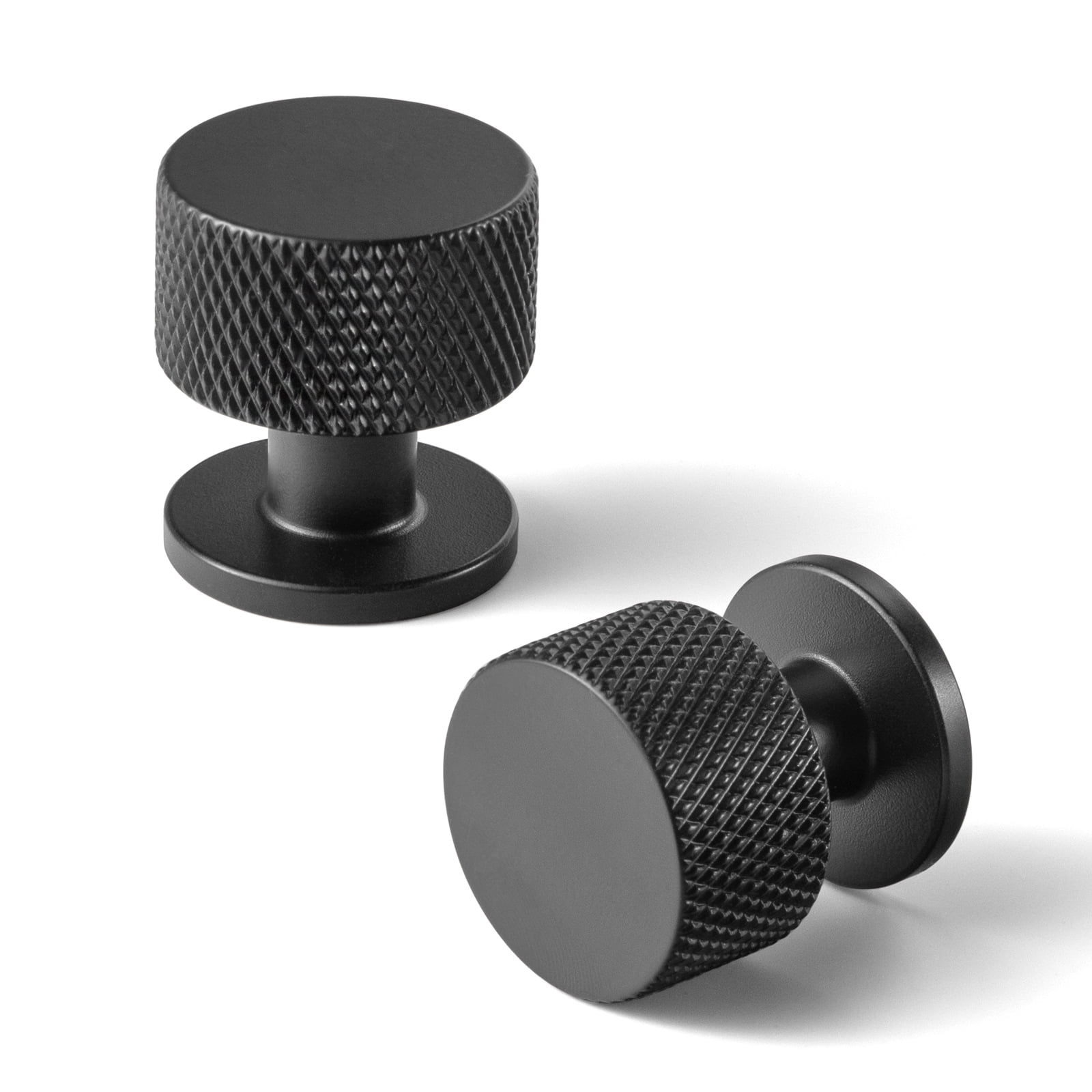Goo-Ki 12 Pack Matte Black Zinc Alloy Cabinet Drawer Knob, Single Hole Knurled Decorations Cabinet Pull Hardware for Bedroom, Kitchen
