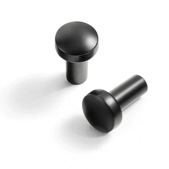 Goo-Ki 12 Pack Single Hole Center Matte Black Cabinet Knob Handles, Modern Zinc Alloy Kitchen Drawer Knobs Dresser Hardware for Bedroom-0.8" Diameter