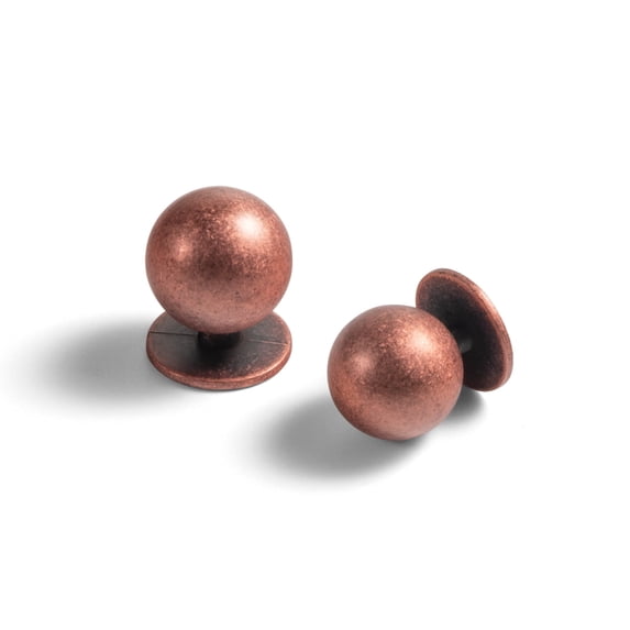 Goo-Ki 12 Pack Sleek Round Antique Copper Cabinet Knobs, Retro and Minimalist Drawer Knobs for Dresser,Wardrobe & Cupboard - 1 Inch Diameter