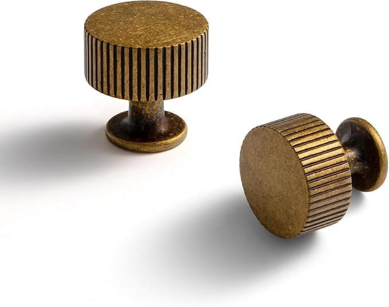 Goo-Ki 12 Pack Vintage Antique Brass Zinc Alloy Cabinet Knobs Striped Decorations Cabinet Handle Hardware for Bedroom, Kitchen