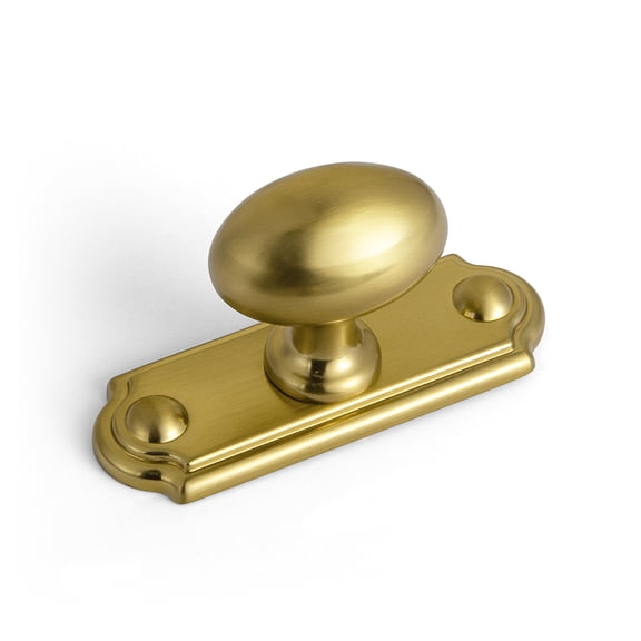 Goo-Ki 12 Packed Oval Brushed Gold Cabinet Knobs with Square Backplate, Zinc Alloy Cabinet Handles Hardware for Cupboard,Dresser & Drawer