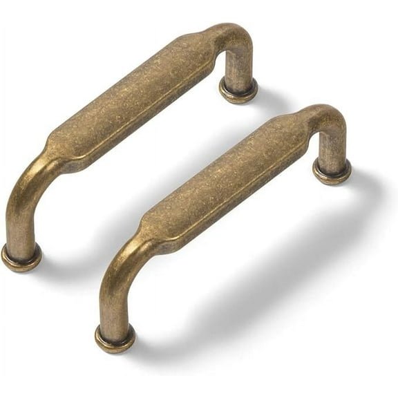 Goo-Ki 12Pcs 3"(76mm) Hole Center Cabinet Pulls Distressed Antique Brass Kitchen Drawer Pulls Handles for Cupboard Wardrobes