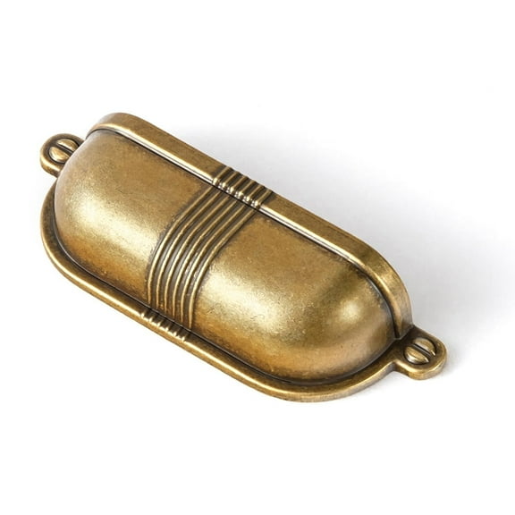 Goo-Ki 2.5''(64 MM) Hole Centers Antique Brass Cabinet Handles, Luxury Zinc Alloy Cabinet Cup Pulls for Dresser,Drawer,and Cupboard, 6 Pack