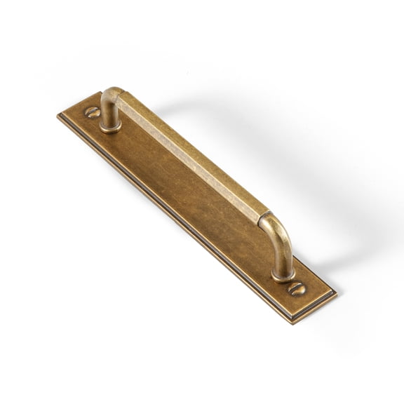 Goo-Ki 2 Pack 5''(128mm) Hole Center Antique Brass Cabinet Pulls with Backplate, Zinc Alloy Minimalist Style Cabinet Handles for Drawer,Dresser,Cupboard Wardrobe Cabinet (2201-G015)