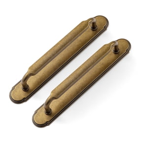 Goo-Ki 2 Pack 5''(128mm) Hole Center Antique Brass Cabinet Pulls with Backplate, Zinc Alloy Minimalist Style Cabinet Handles for Drawer,Dresser,Cupboard Wardrobe Cabinet (2202-G014)