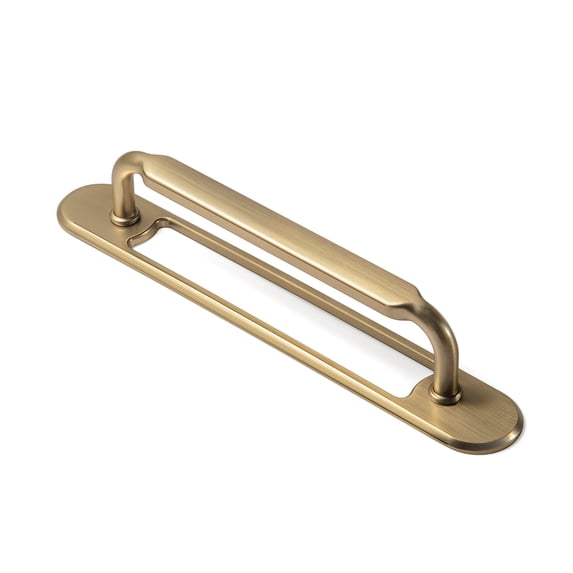 Goo-Ki 2 Pack 5''(128mm) Hole Center Champagne Bronze Cabinet Pulls with Backplate, Zinc Alloy Minimalist Style Cabinet Handles for Drawer,Dresser,Cupboard Wardrobe Cabinet (2202-G021)