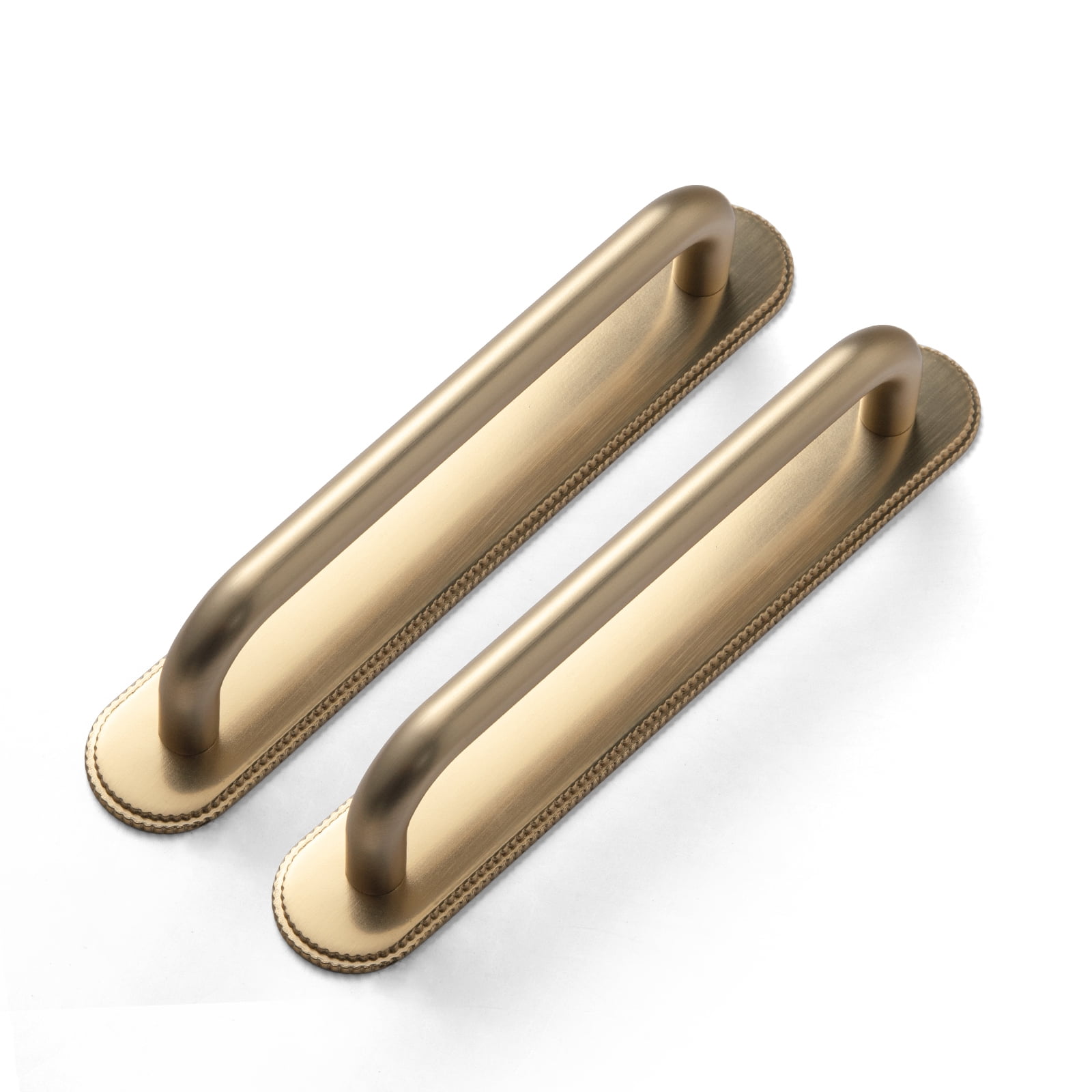 Goo-Ki 2 Pack 5''(128mm) Hole Center Champagne Bronze Cabinet Pulls with Backplate, Zinc Alloy Minimalist Style Cabinet Handles for Drawer,Dresser,Cupboard Wardrobe Cabinet (2218-g019)