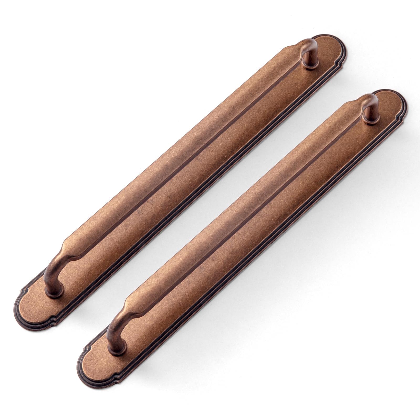 Goo-Ki 2 Pack 7.6''(192mm) Hole Center Antique Copper Cabinet Pulls with Backplate, Zinc Alloy Minimalist Style Cabinet Handles for Drawer,Dresser,Cupboard Wardrobe Cabinet (2202-G014)