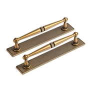 Goo-Ki 2 Pack Antique Brass Cabinet Pulls with Backplate, 5"128mm Hole Center Zinc Alloy Cabinet Dresser Handles for Bar Cupboard Closet Wardrobe G017