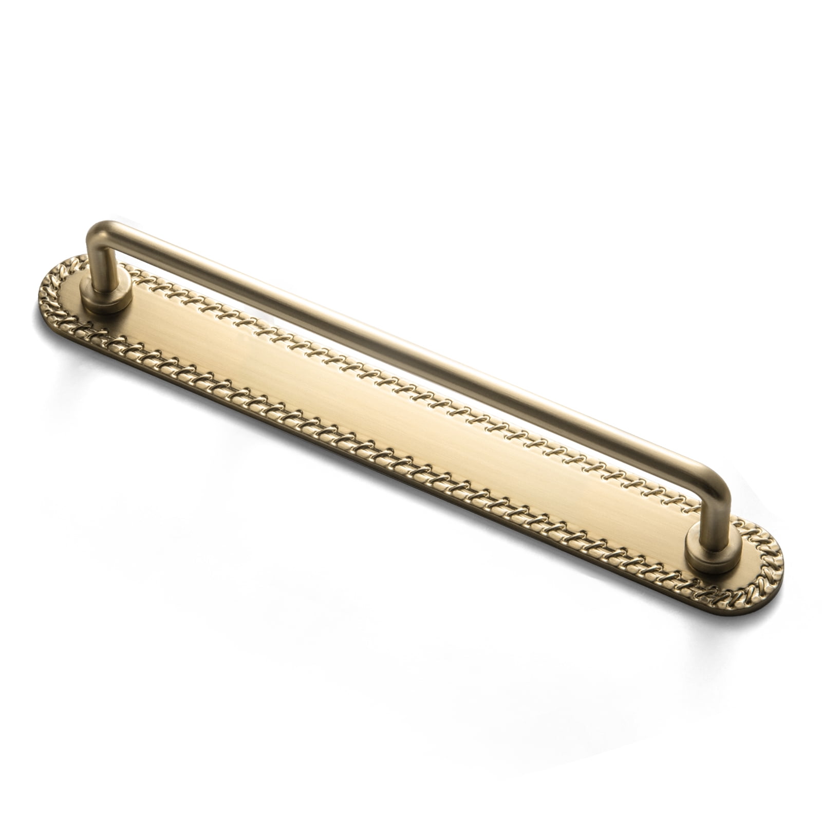 Goo-Ki 2 Pack Champagne Bronze Cabinet Pulls with Backplate, 7.6"(192mm) Hole Center Zinc Alloy Cabinet Dresser Handles for Bar Cupboard Closet Wardrobe (G016)