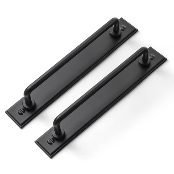 Goo-Ki 2 Pack Matte Black Cabinet Pulls with Backplate, 5"(128mm) Hole Center Zinc Alloy Cabinet Dresser Handles for Bar Cupboard Closet Wardrobe (G015)