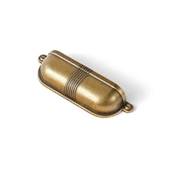 Goo-Ki 3''(76 MM) Hole Centers Antique Brass Cabinet Handles, Luxury Zinc Alloy Cabinet Cup Pulls for Dresser,Drawer,and Cupboard, 6 Pack
