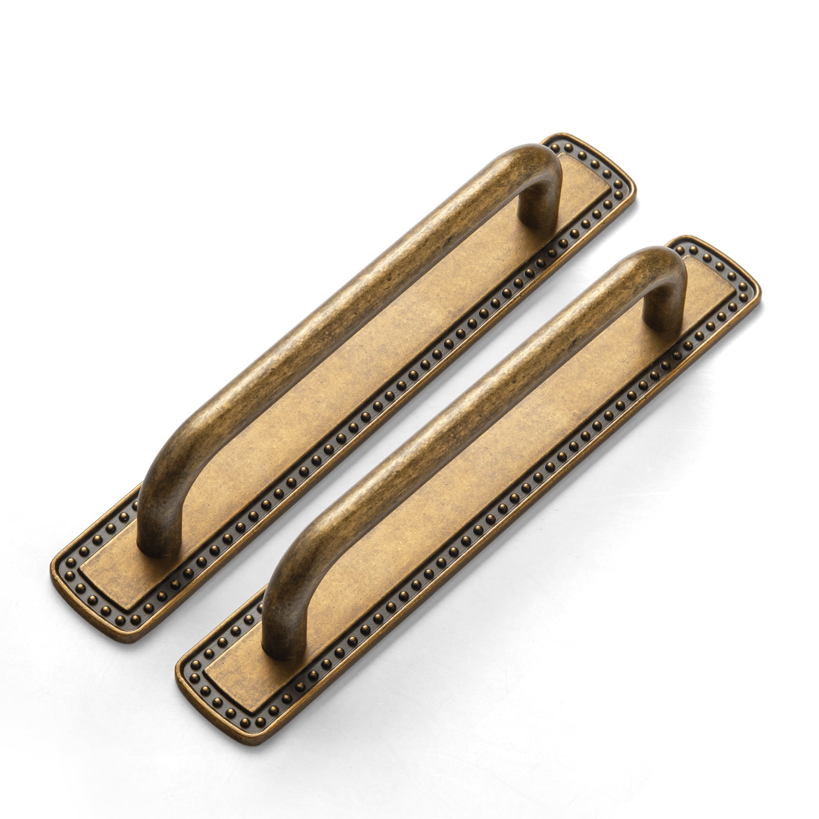 Goo-Ki 4 Pack 5''(128mm) Hole Center Antique Brass Cabinet Pulls with Backplate, Zinc Alloy Minimalist Style Cabinet Handles for Drawer,Dresser,Cupboard Wardrobe Cabinet (2218-g018)