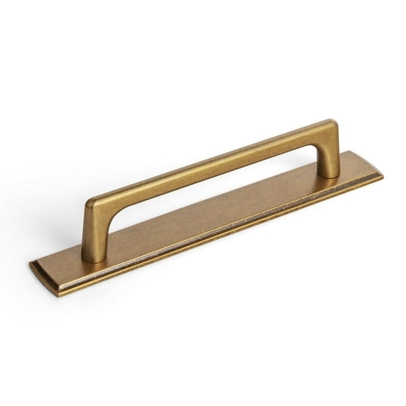 Goo-Ki 4 Pack 5''(128mm) Hole Centers Antique Brass Cabinet Pulls with Backplate, Zinc Alloy Cabinet Drawer Handles for Dresser,Wardrobe,Cupboard,Cabinet Hardware