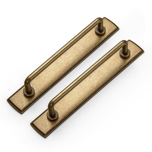 Goo-Ki 4 Pack 5'' Center to Center Antique Brass Cabinet Bar Pulls with Backplate, Vintage Classic Retro Drawer Handles Closet Home Kitchen Improvement Hardware