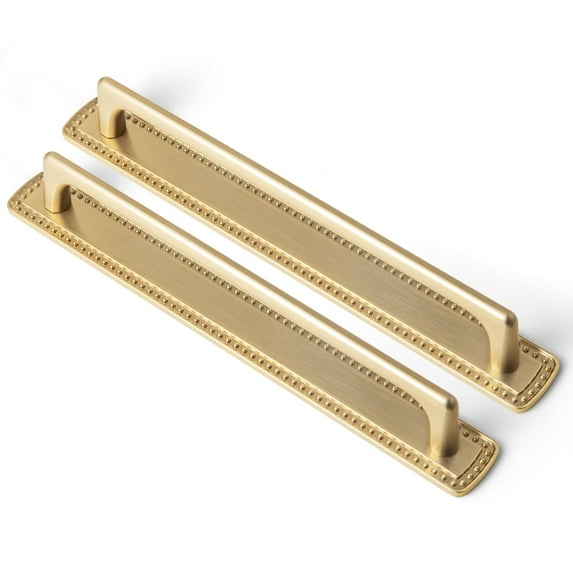 Goo-Ki 4 Pack 7.6''(192mm) Hole Centers Champagne Bronze Cabinet Drawer Pulls with Backplate, Zinc Alloy Luxury Cabinet Handles for Dresser,Wardrobe,Cupboard,Cabinet Hardware