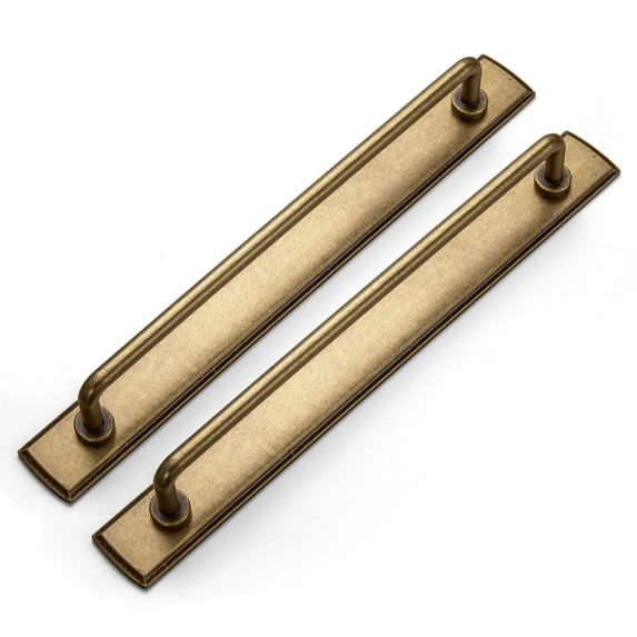 Goo-Ki 4 Pack 7.6'' Center to Center Antique Brass Cabinet Bar Pulls with Backplate, Vintage Classic Retro Drawer Handles Closet Home Kitchen Improvement Hardware