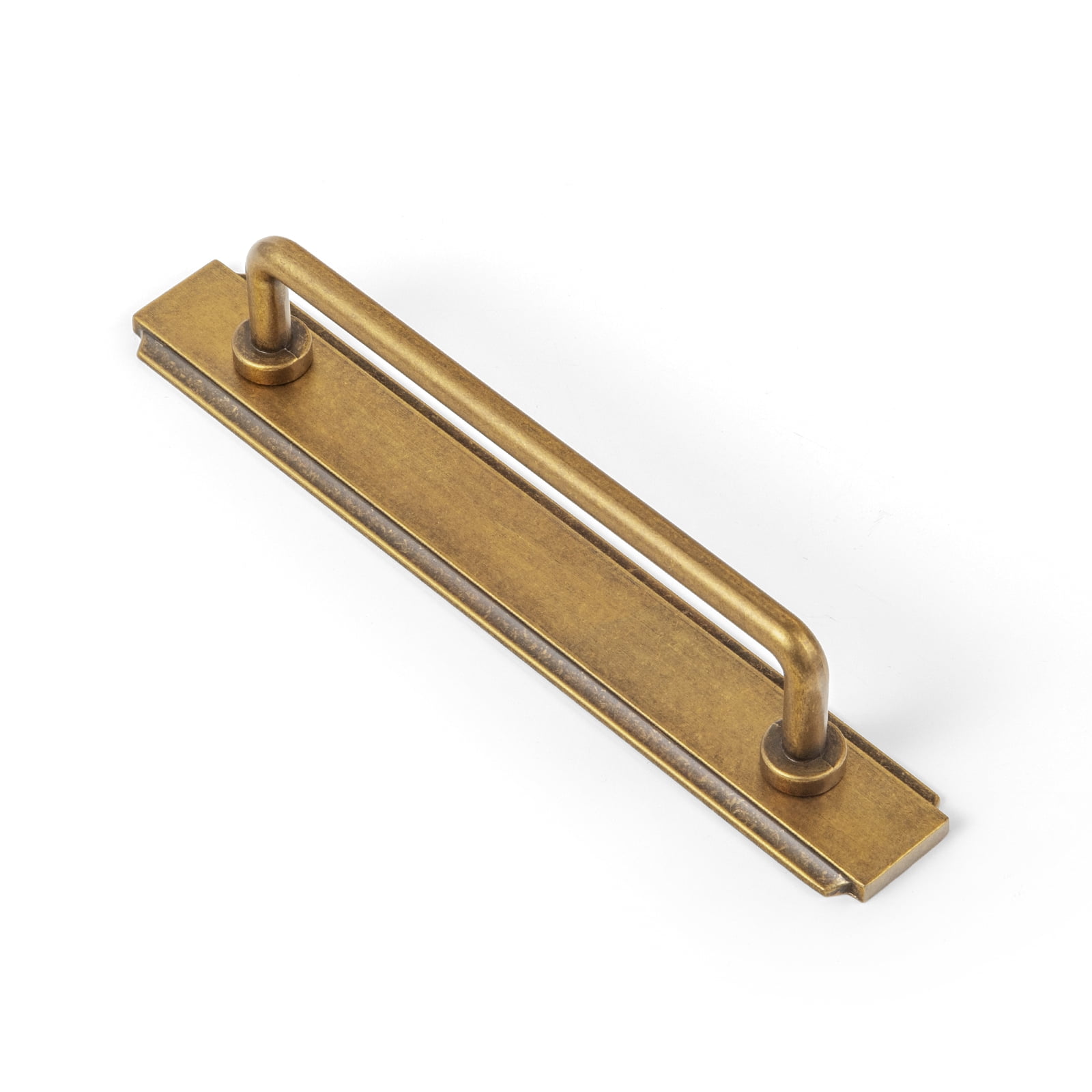 Goo-Ki 4 Pack Antique Brass Cabinet Pulls with Backplate, 5"(128mm) Hole Center Zinc Alloy Cabinet Dresser Handles for Bar Cupboard Closet Wardrobe (G020)