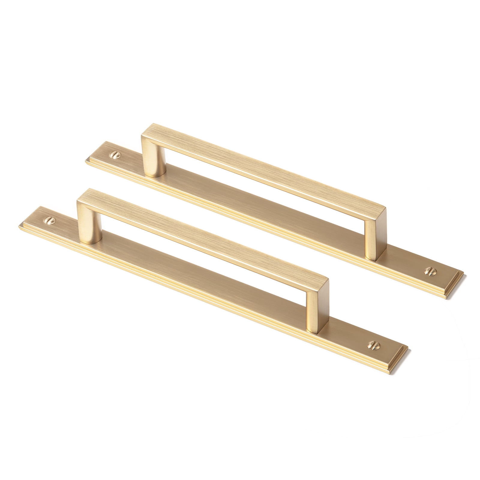 Goo-Ki 4 Pack Champagne Bronze Cabinet Pulls with Backplate, 5"(128mm) Hole Center Zinc Alloy Cabinet Dresser Handles for Bar Cupboard Closet Wardrobe (G026)