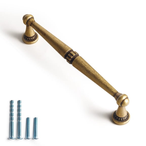 Goo-Ki 5''(128 MM) Hole Centers Antique Brass Cabinet Pulls, Zinc Alloy Drawer Pulls Cabinet Handles for Dresser and Cupboard, 6 Pack