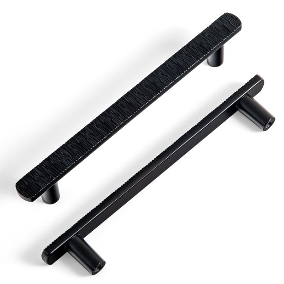 Goo-Ki 5''(128 mm) Hole Centers Luxurious & Sturdy Zinc Alloy Cabinet Handls,Matte Black Cabinet Pulls for Kitchen,Drawer,Cupboard & Wardrobe,6 Pack