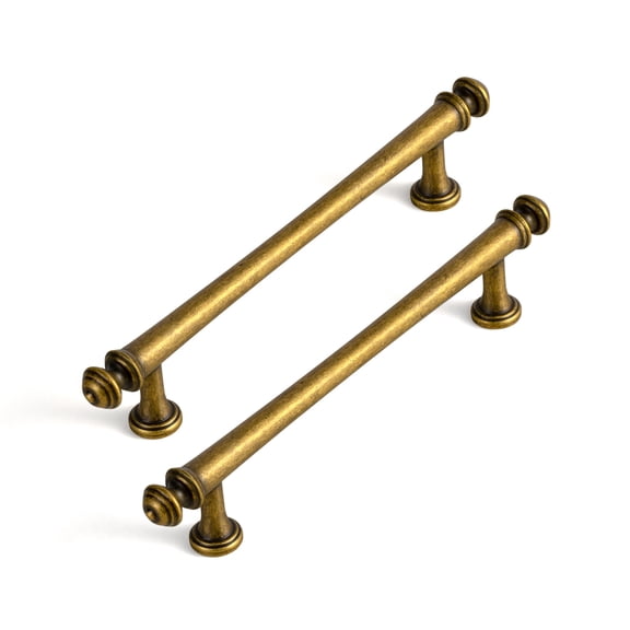 Goo-Ki 5"(128mm) Hole Center Antique Brass Kitchen Cabinet Handles, Closet Classic Zinc Alloy Cabinet Pulls Dresser Handles for Bedroom,Drawer,Cupboard & Wardrobe, 6 Pack